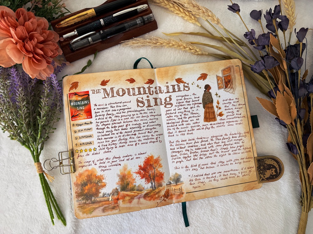 The Mountains Sing Reading Journal Spread