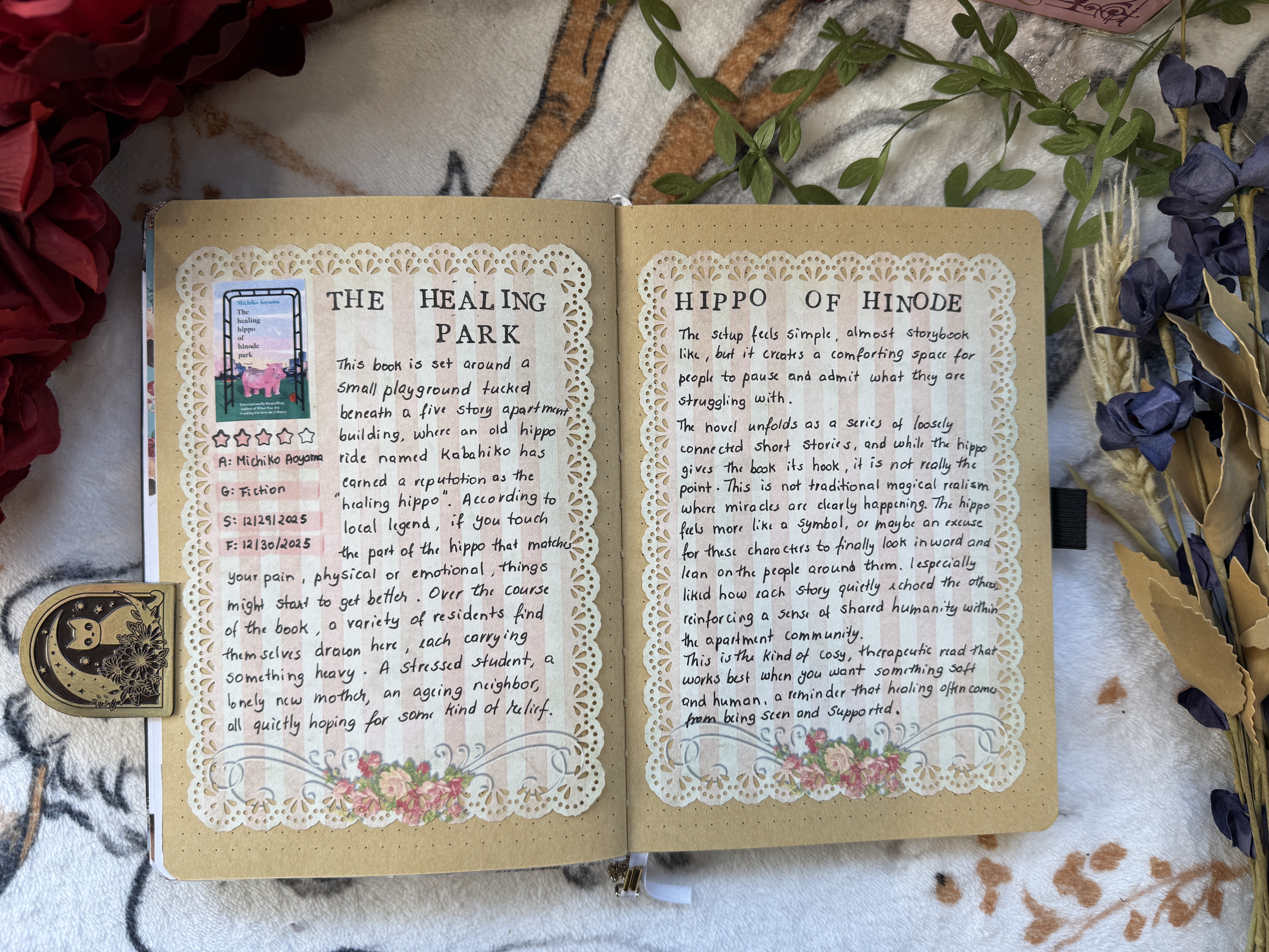 The Healing Hippo Reading Journal Spread