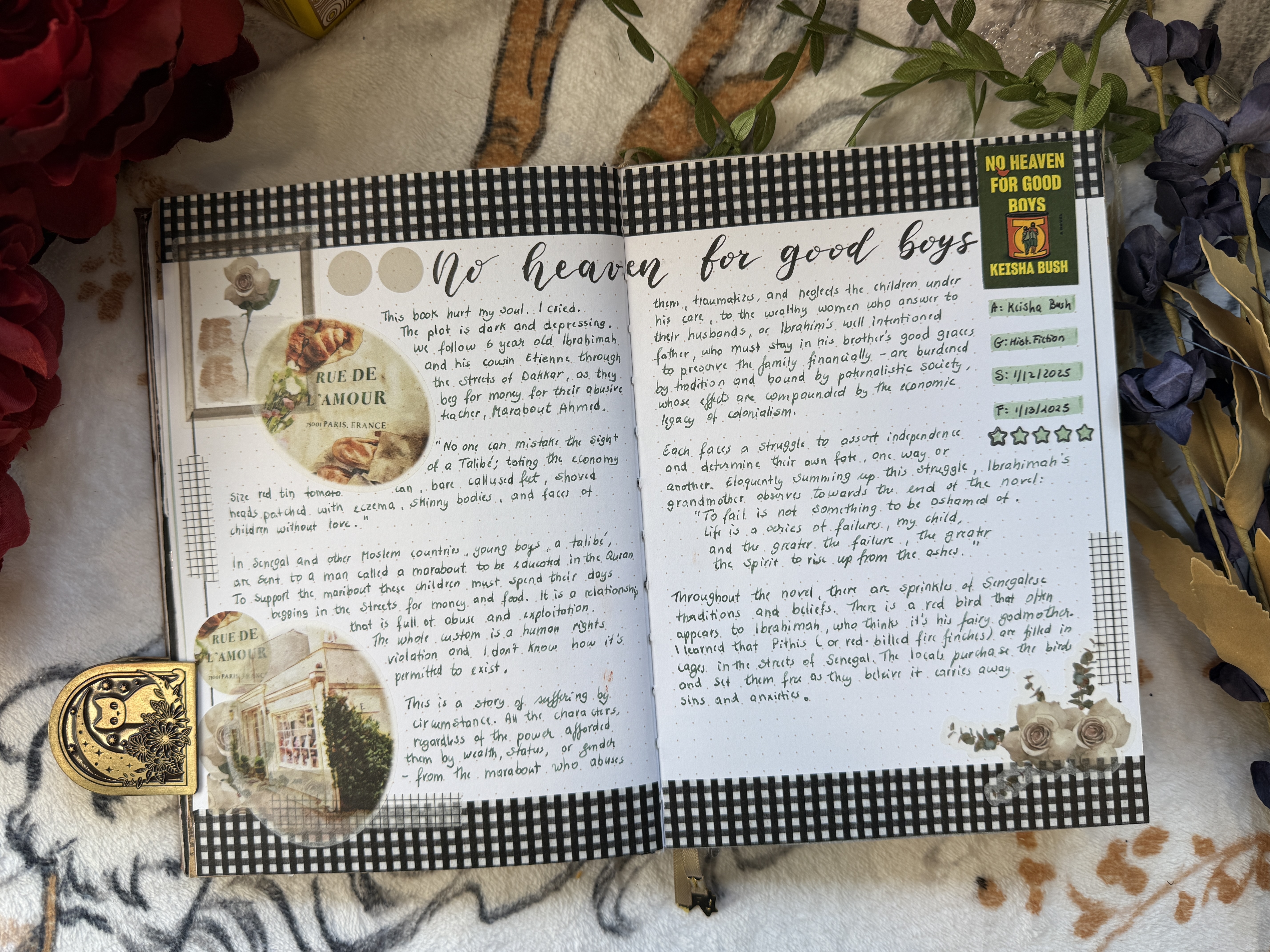 No Heaven for Good Boys Reading Journal Spread