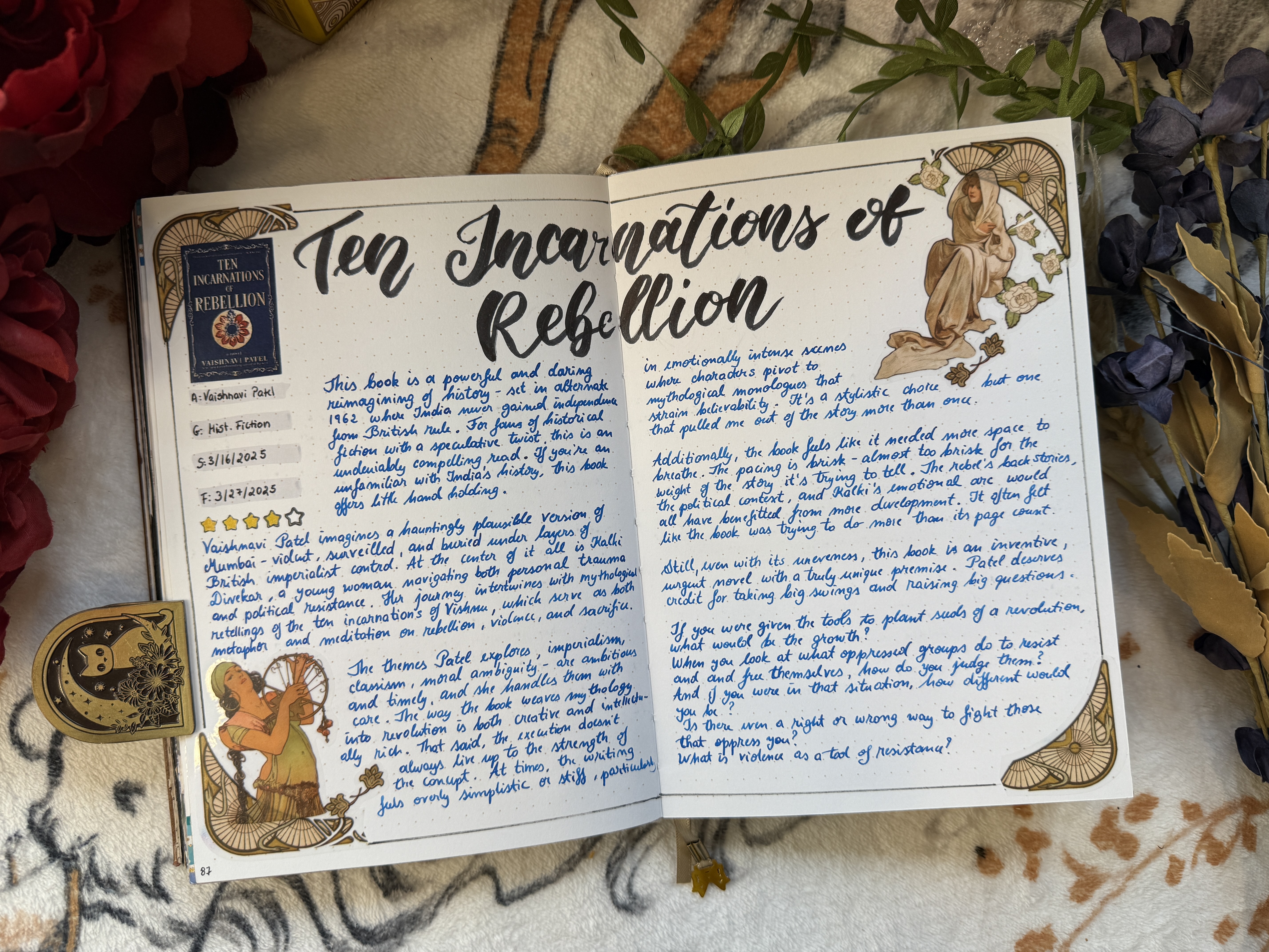Ten Incarnations of Rebellion Reading Journal Spread