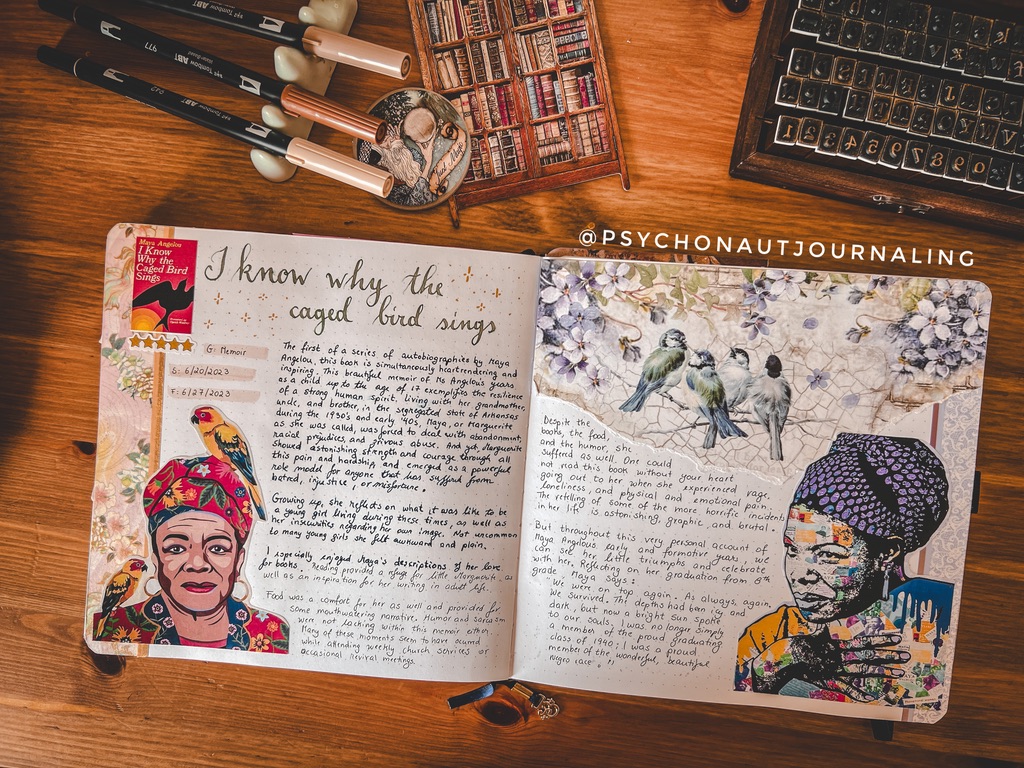 I Know Why the Caged Bird Sings Reading Journal Spread